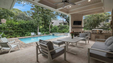 1 Green Heron. a backyard pool