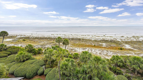 483 Captain's Walk. a view of the ocean with green trees and shrubs
