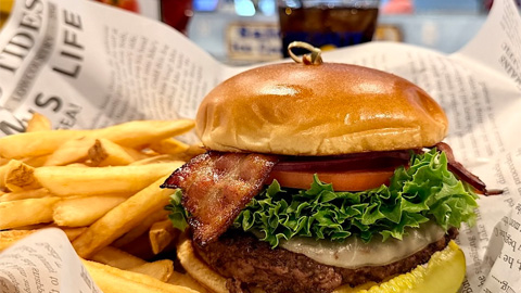 Downtown Salty Dog. A cheeseburger and fries