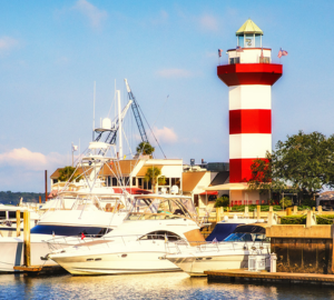 Harbour Town Lighthouse. A lighthouse by a marina