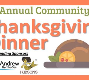 Hilton Head's Annual Community Thanksgiving. A graphic with a turkey