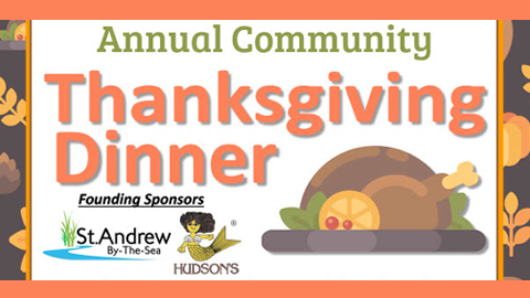 Hilton Head's Annual Community Thanksgiving. A graphic with a turkey