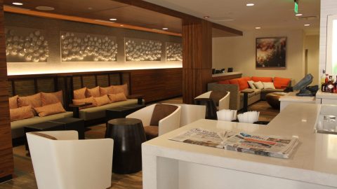 Dining at the Sonesta. what looks to be a wood bar in a lounge