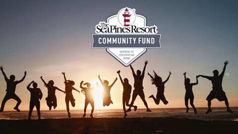 Sea Pines Resort Community Fund. People jumping on a beach.