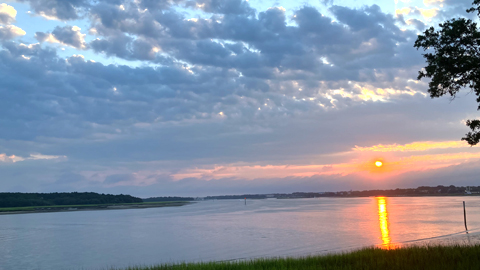 The Waterways of Hilton Head. a sunrise over water