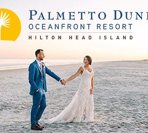 Palmetto Dunes Oceanfront Resort®. a bride and groom on the beach